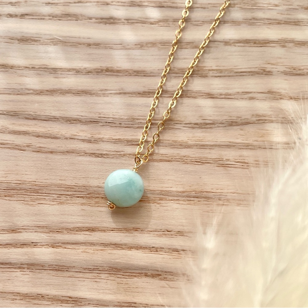 14k Gold Filled Larimar Pendant Necklace